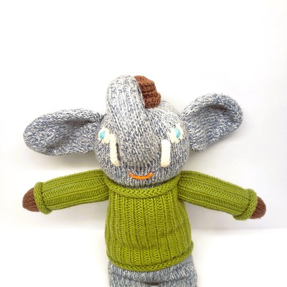 Blabla Hercule Elephant Plush Cotton Doll Stuffed Animal Hand Knit 14" Peru - Picture 2 of 7